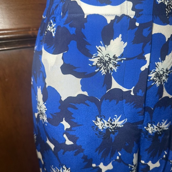 NWT SIZE 2/US M The Kooples Floral Wide Leg Pants in Blue and White - Picture 3 of 13